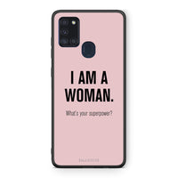 Thumbnail for Samsung A21s Superpower Woman θήκη από τη Smartfits με σχέδιο στο πίσω μέρος και μαύρο περίβλημα | Smartphone case with colorful back and black bezels by Smartfits