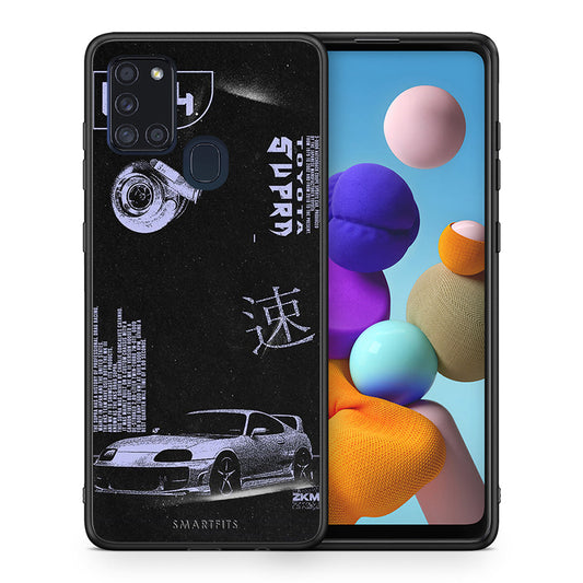 Θήκη Αγίου Βαλεντίνου Samsung A21s Tokyo Drift από τη Smartfits με σχέδιο στο πίσω μέρος και μαύρο περίβλημα | Samsung A21s Tokyo Drift case with colorful back and black bezels