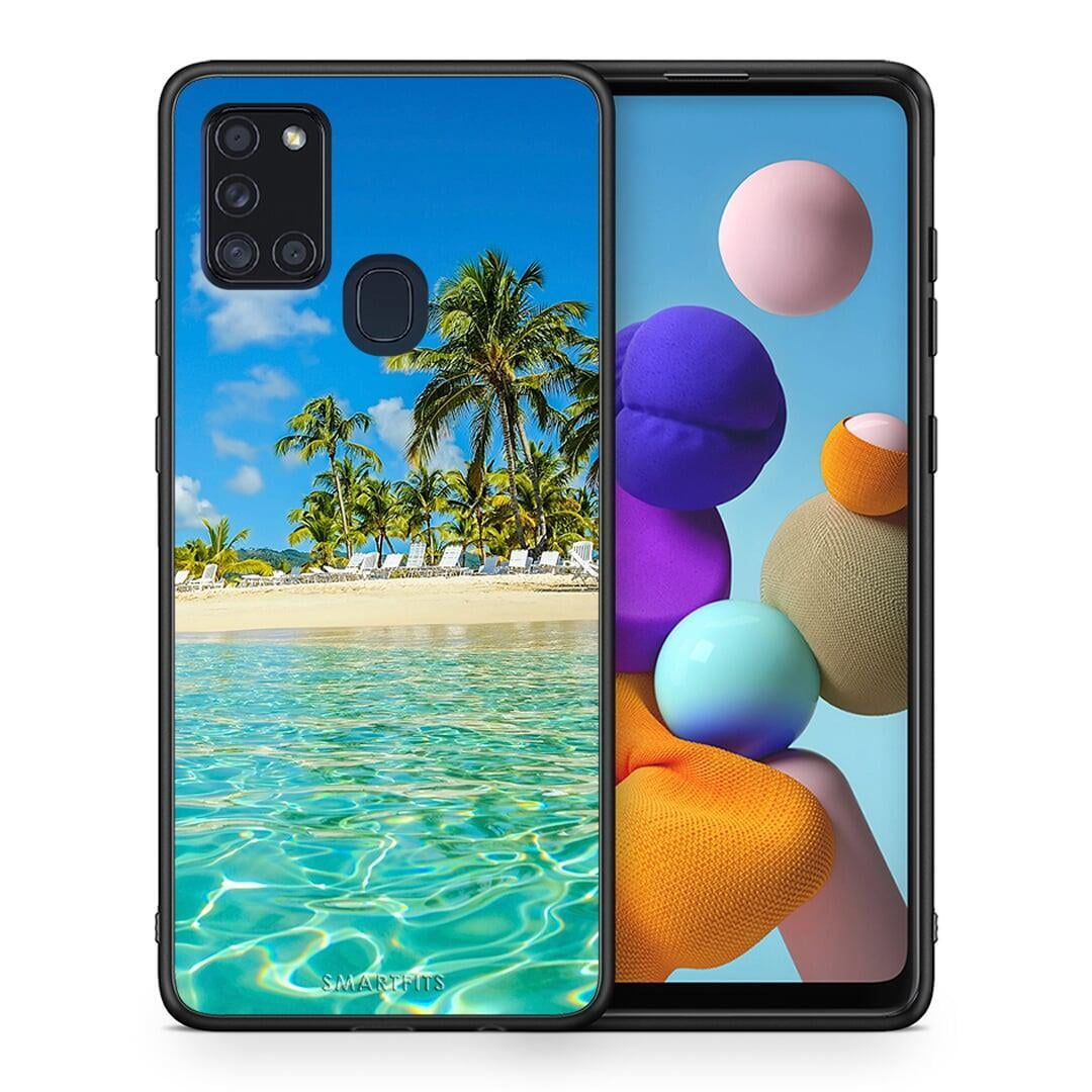 Θήκη Samsung A21s Tropical Vibes από τη Smartfits με σχέδιο στο πίσω μέρος και μαύρο περίβλημα | Samsung A21s Tropical Vibes case with colorful back and black bezels