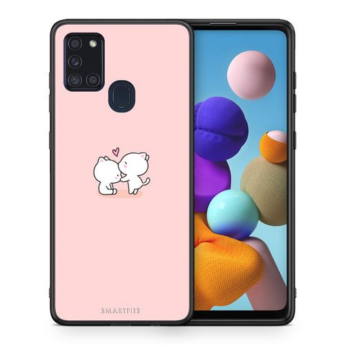 Θήκη Samsung A21s Love Valentine από τη Smartfits με σχέδιο στο πίσω μέρος και μαύρο περίβλημα | Samsung A21s Love Valentine case with colorful back and black bezels