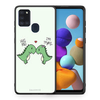 Thumbnail for Θήκη Samsung A21s Rex Valentine από τη Smartfits με σχέδιο στο πίσω μέρος και μαύρο περίβλημα | Samsung A21s Rex Valentine case with colorful back and black bezels