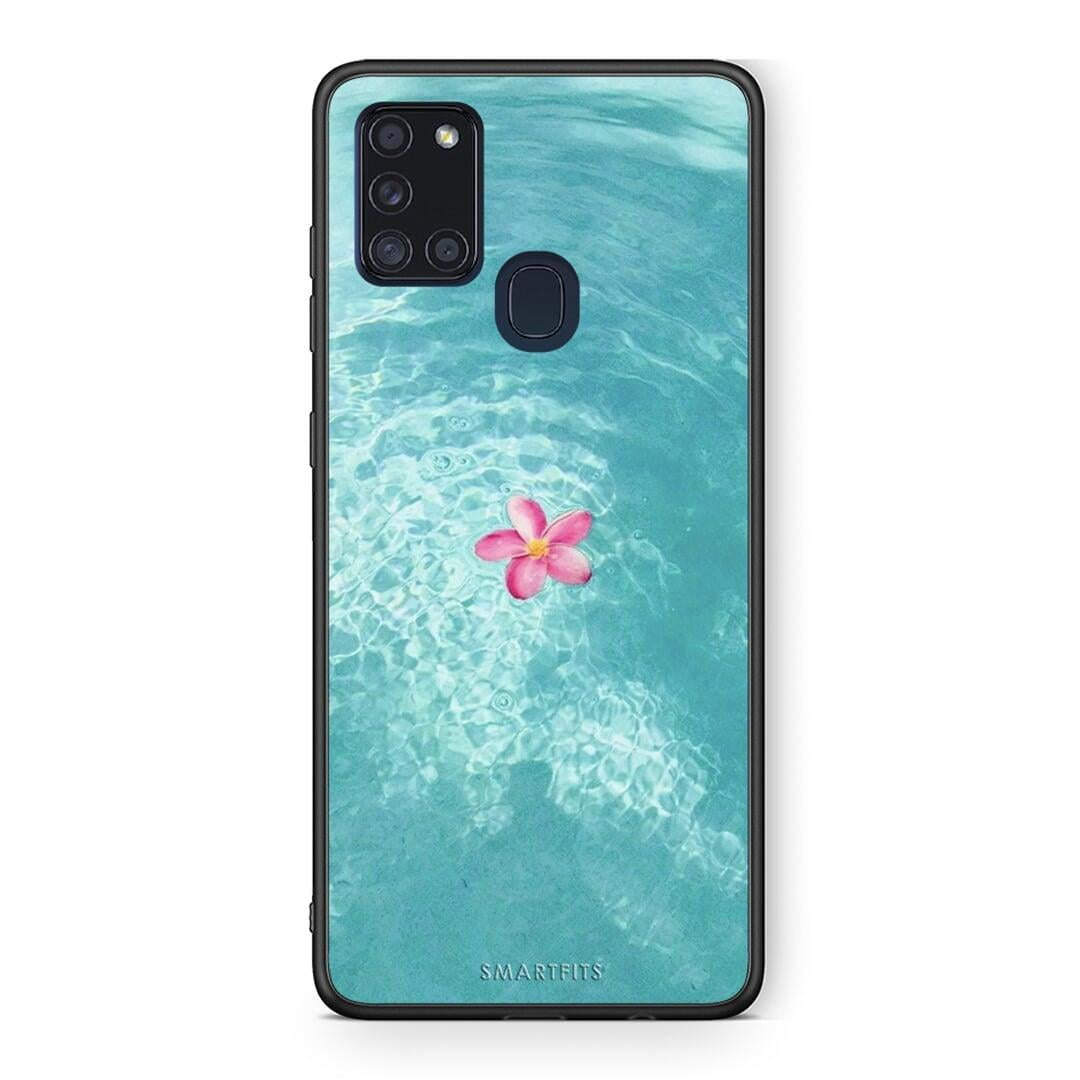 Samsung A21s Water Flower Θήκη από τη Smartfits με σχέδιο στο πίσω μέρος και μαύρο περίβλημα | Smartphone case with colorful back and black bezels by Smartfits