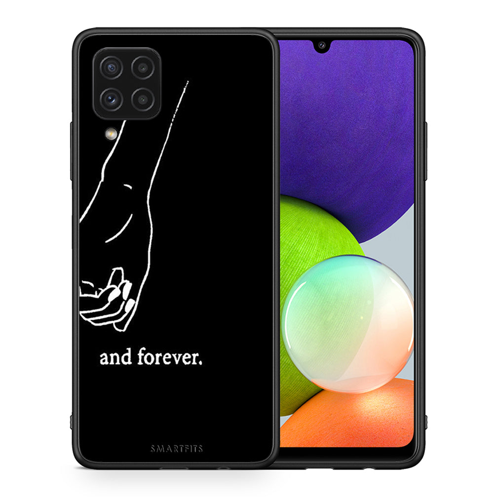 Θήκη Αγίου Βαλεντίνου Samsung A22 4G Always & Forever 2 από τη Smartfits με σχέδιο στο πίσω μέρος και μαύρο περίβλημα | Samsung A22 4G Always & Forever 2 case with colorful back and black bezels