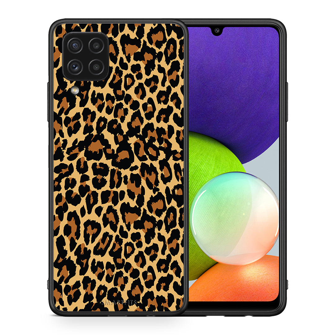 Θήκη Samsung A22 4G Leopard Animal από τη Smartfits με σχέδιο στο πίσω μέρος και μαύρο περίβλημα | Samsung A22 4G Leopard Animal case with colorful back and black bezels