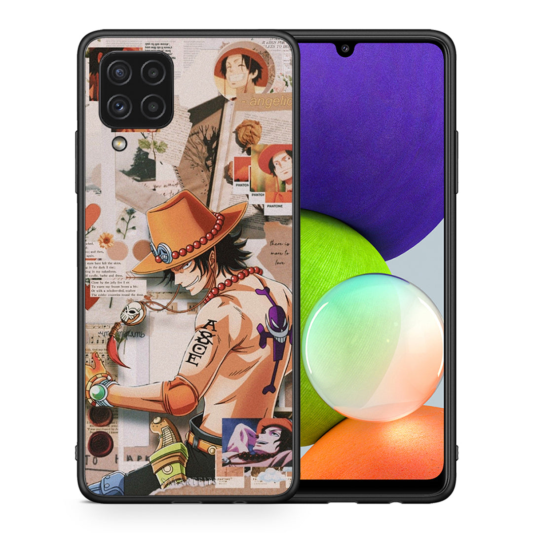 Θήκη Samsung A22 4G Anime Collage από τη Smartfits με σχέδιο στο πίσω μέρος και μαύρο περίβλημα | Samsung A22 4G Anime Collage case with colorful back and black bezels