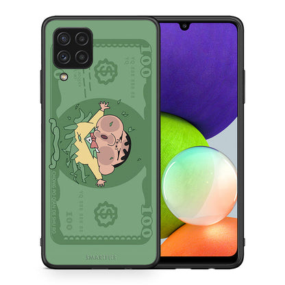 Θήκη Αγίου Βαλεντίνου Samsung A22 4G Big Money από τη Smartfits με σχέδιο στο πίσω μέρος και μαύρο περίβλημα | Samsung A22 4G Big Money case with colorful back and black bezels