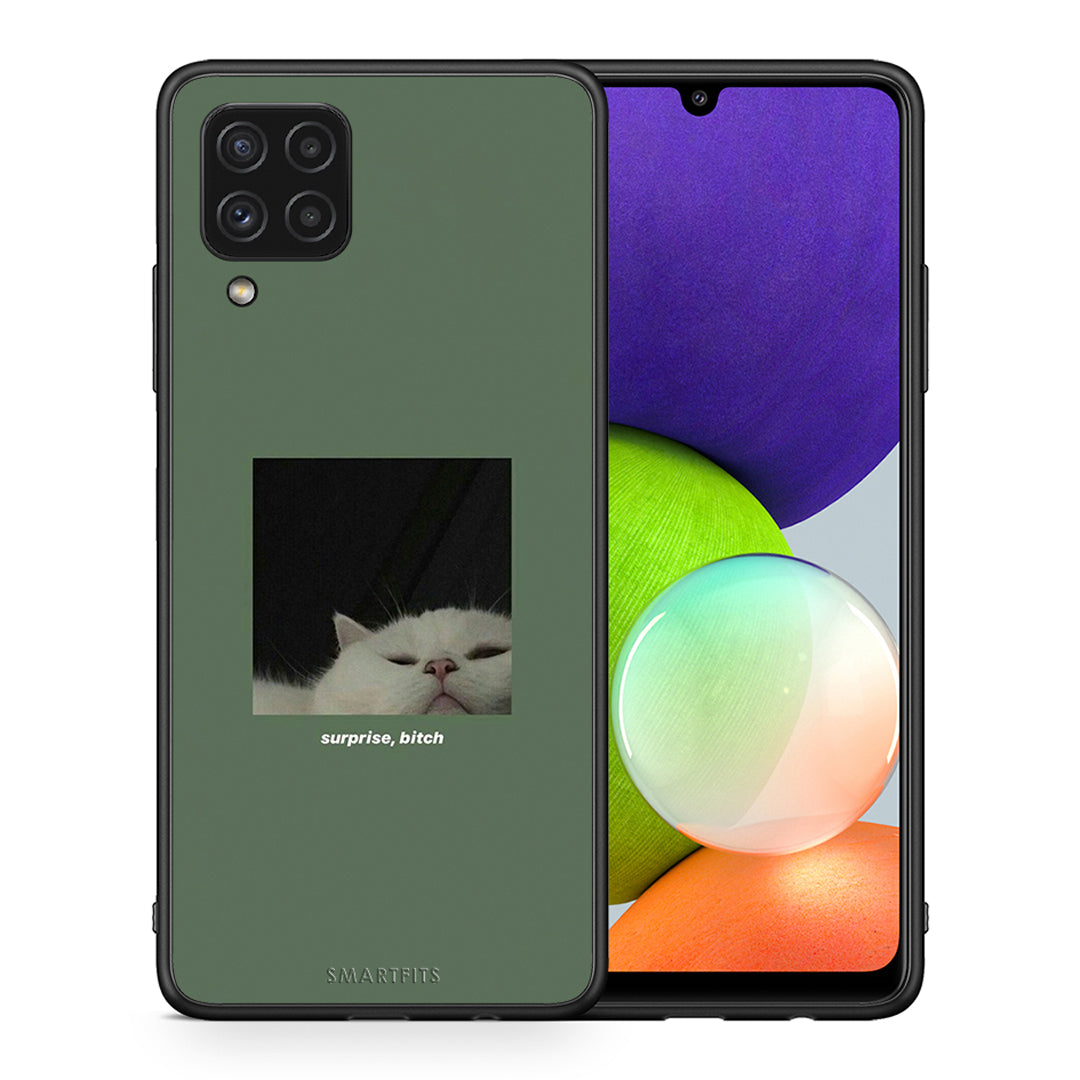 Θήκη Samsung A22 4G Bitch Surprise από τη Smartfits με σχέδιο στο πίσω μέρος και μαύρο περίβλημα | Samsung A22 4G Bitch Surprise case with colorful back and black bezels