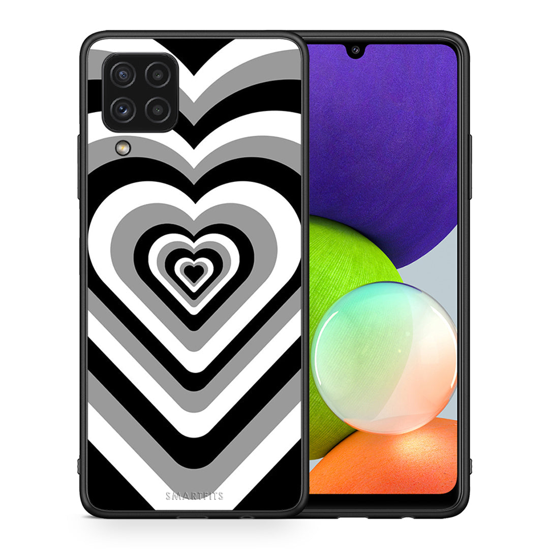 Θήκη Samsung A22 4G Black Hearts από τη Smartfits με σχέδιο στο πίσω μέρος και μαύρο περίβλημα | Samsung A22 4G Black Hearts case with colorful back and black bezels