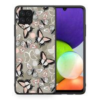 Thumbnail for Θήκη Samsung A22 4G Butterflies Boho από τη Smartfits με σχέδιο στο πίσω μέρος και μαύρο περίβλημα | Samsung A22 4G Butterflies Boho case with colorful back and black bezels