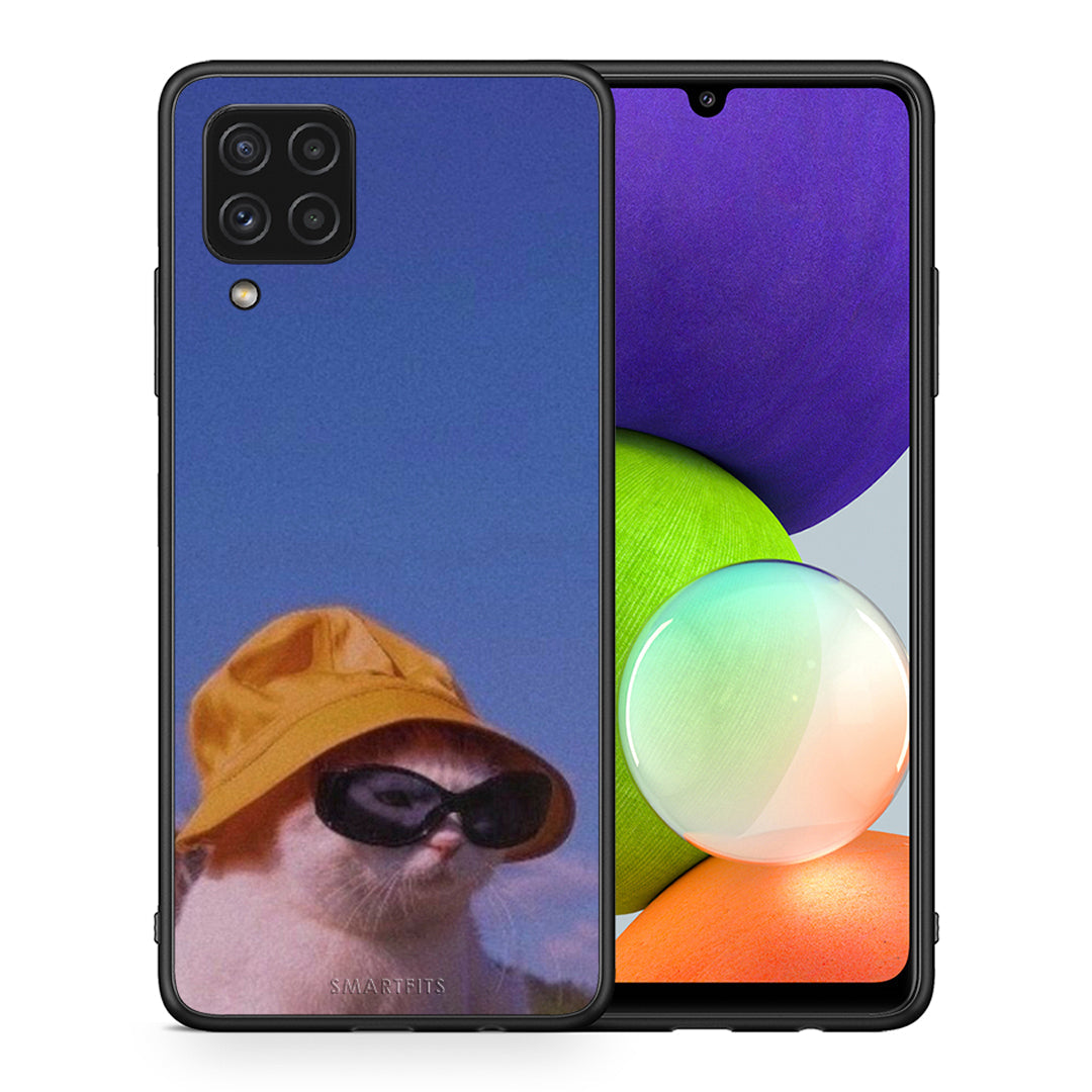 Θήκη Samsung A22 4G Cat Diva από τη Smartfits με σχέδιο στο πίσω μέρος και μαύρο περίβλημα | Samsung A22 4G Cat Diva case with colorful back and black bezels