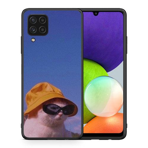 Θήκη Samsung A22 4G Cat Diva από τη Smartfits με σχέδιο στο πίσω μέρος και μαύρο περίβλημα | Samsung A22 4G Cat Diva case with colorful back and black bezels