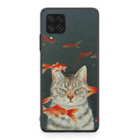 Thumbnail for Samsung A22 4G Cat Goldfish θήκη από τη Smartfits με σχέδιο στο πίσω μέρος και μαύρο περίβλημα | Smartphone case with colorful back and black bezels by Smartfits