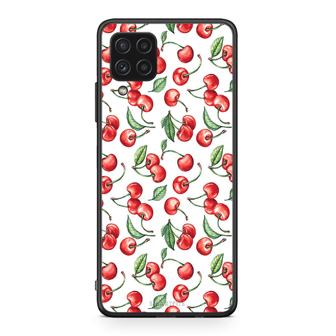 Samsung A22 4G Cherry Summer θήκη από τη Smartfits με σχέδιο στο πίσω μέρος και μαύρο περίβλημα | Smartphone case with colorful back and black bezels by Smartfits