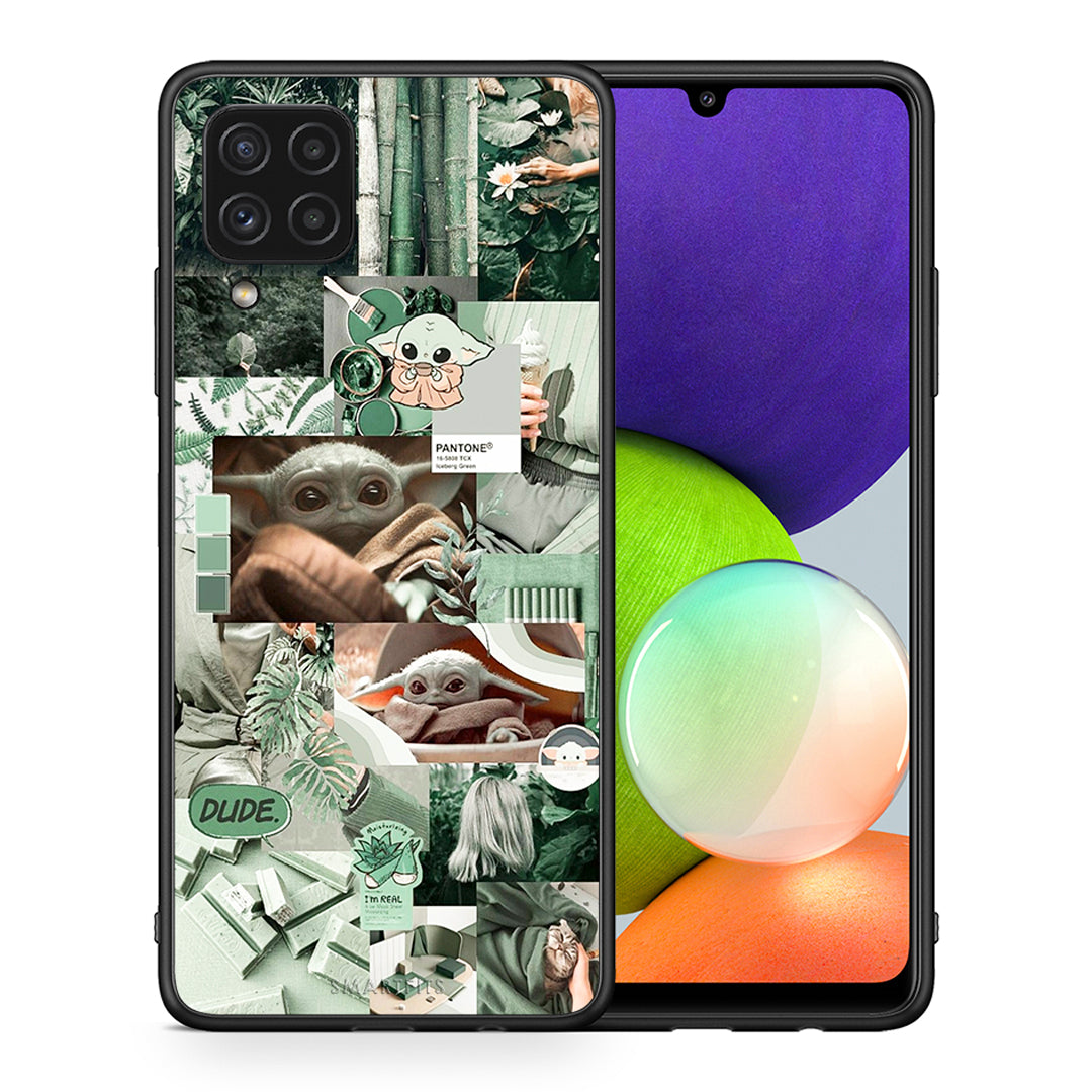 Θήκη Αγίου Βαλεντίνου Samsung A22 4G Collage Dude από τη Smartfits με σχέδιο στο πίσω μέρος και μαύρο περίβλημα | Samsung A22 4G Collage Dude case with colorful back and black bezels