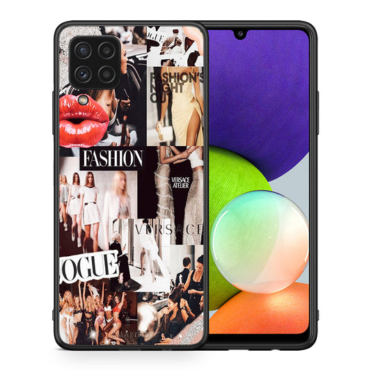 Θήκη Αγίου Βαλεντίνου Samsung A22 4G Collage Fashion από τη Smartfits με σχέδιο στο πίσω μέρος και μαύρο περίβλημα | Samsung A22 4G Collage Fashion case with colorful back and black bezels
