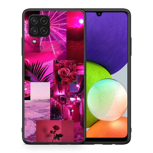 Θήκη Αγίου Βαλεντίνου Samsung A22 4G Collage Red Roses από τη Smartfits με σχέδιο στο πίσω μέρος και μαύρο περίβλημα | Samsung A22 4G Collage Red Roses case with colorful back and black bezels