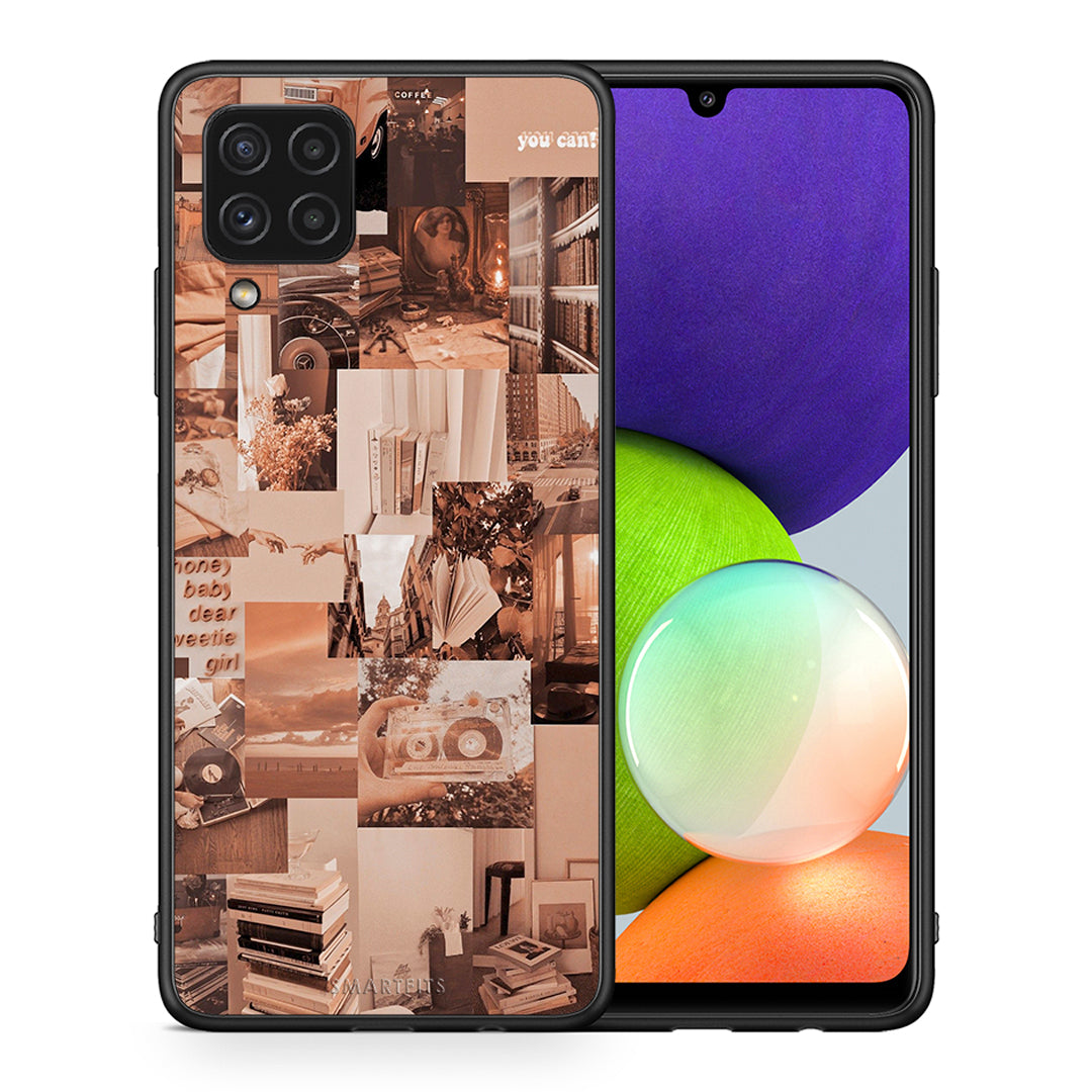 Θήκη Αγίου Βαλεντίνου Samsung A22 4G Collage You Can από τη Smartfits με σχέδιο στο πίσω μέρος και μαύρο περίβλημα | Samsung A22 4G Collage You Can case with colorful back and black bezels