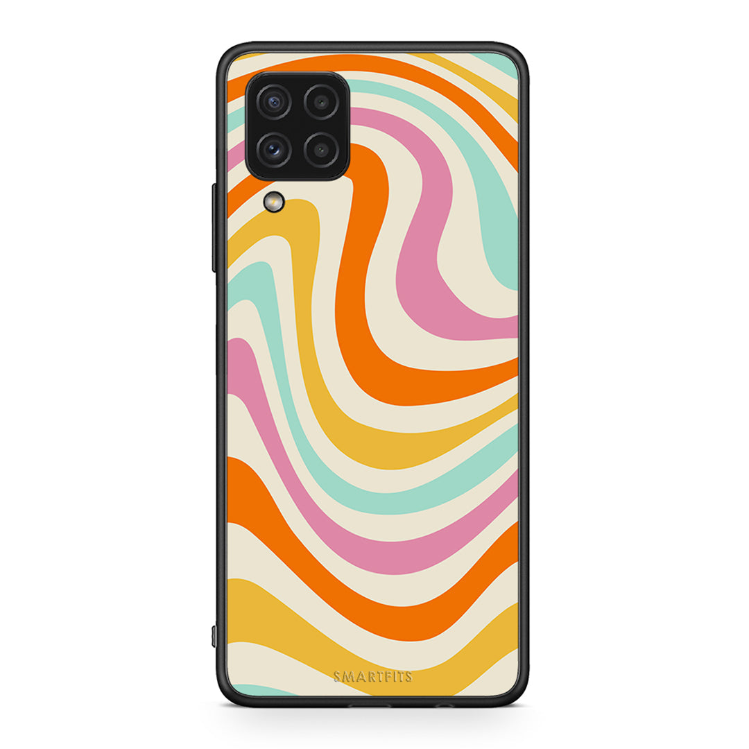 Samsung A22 4G Colourful Waves θήκη από τη Smartfits με σχέδιο στο πίσω μέρος και μαύρο περίβλημα | Smartphone case with colorful back and black bezels by Smartfits