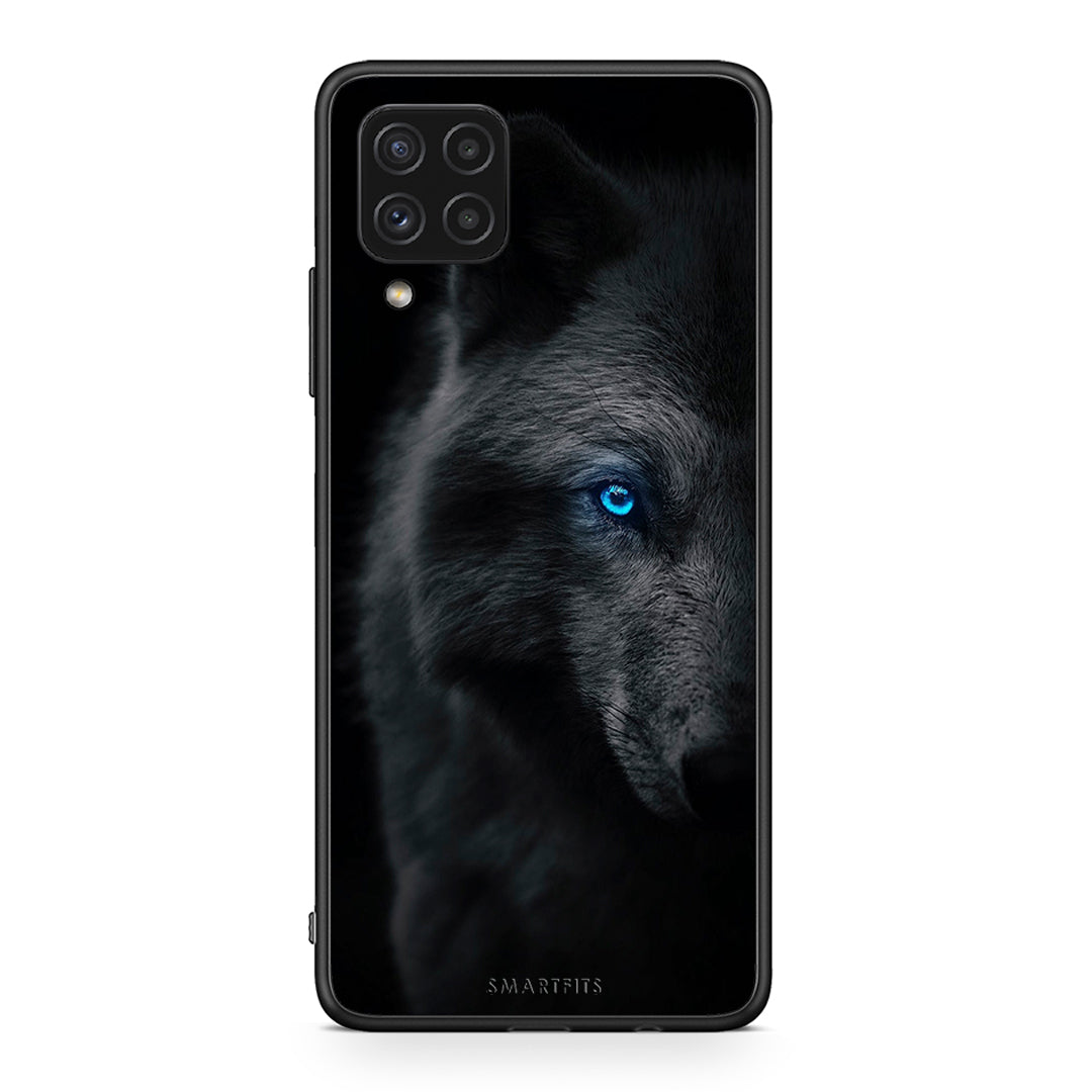 Samsung A22 4G Dark Wolf θήκη από τη Smartfits με σχέδιο στο πίσω μέρος και μαύρο περίβλημα | Smartphone case with colorful back and black bezels by Smartfits