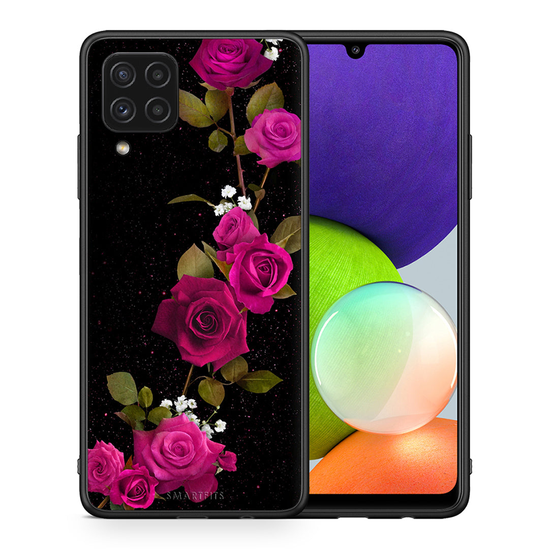 Θήκη Samsung A22 4G Red Roses Flower από τη Smartfits με σχέδιο στο πίσω μέρος και μαύρο περίβλημα | Samsung A22 4G Red Roses Flower case with colorful back and black bezels
