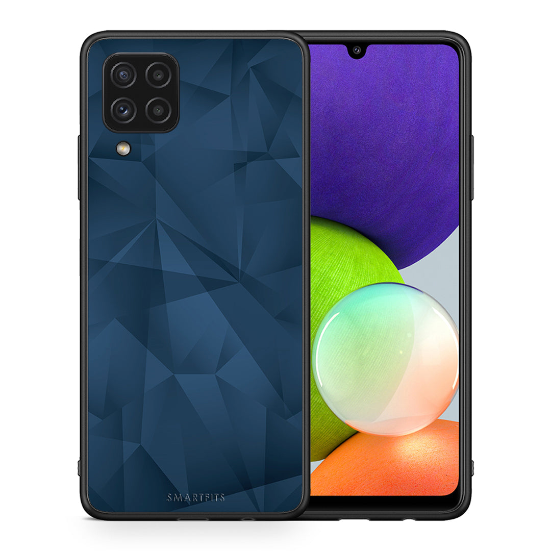 Θήκη Samsung A22 4G Blue Abstract Geometric από τη Smartfits με σχέδιο στο πίσω μέρος και μαύρο περίβλημα | Samsung A22 4G Blue Abstract Geometric case with colorful back and black bezels