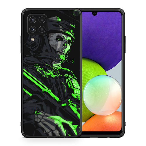 Θήκη Αγίου Βαλεντίνου Samsung A22 4G Green Soldier από τη Smartfits με σχέδιο στο πίσω μέρος και μαύρο περίβλημα | Samsung A22 4G Green Soldier case with colorful back and black bezels