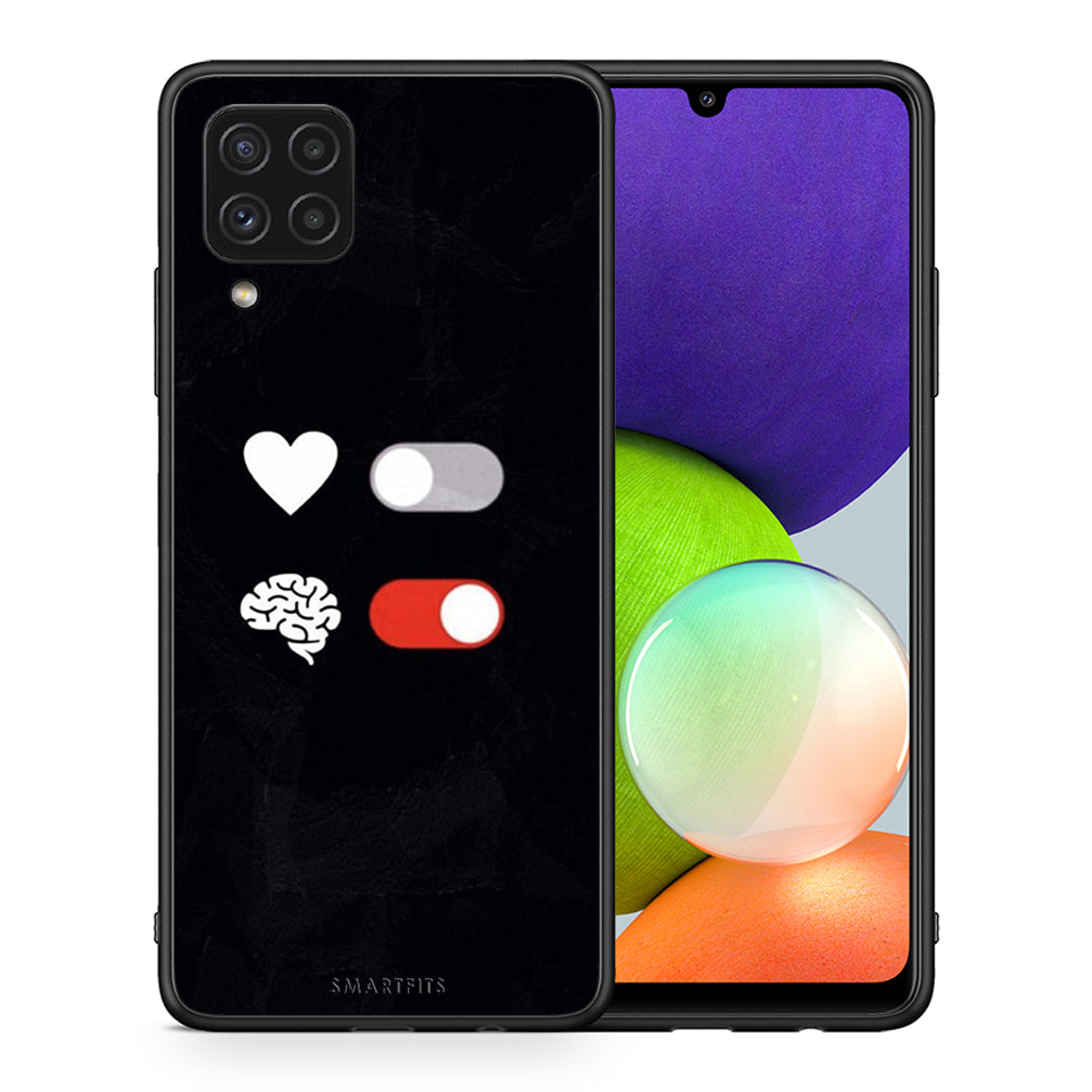 Θήκη Αγίου Βαλεντίνου Samsung A22 4G Heart Vs Brain από τη Smartfits με σχέδιο στο πίσω μέρος και μαύρο περίβλημα | Samsung A22 4G Heart Vs Brain case with colorful back and black bezels