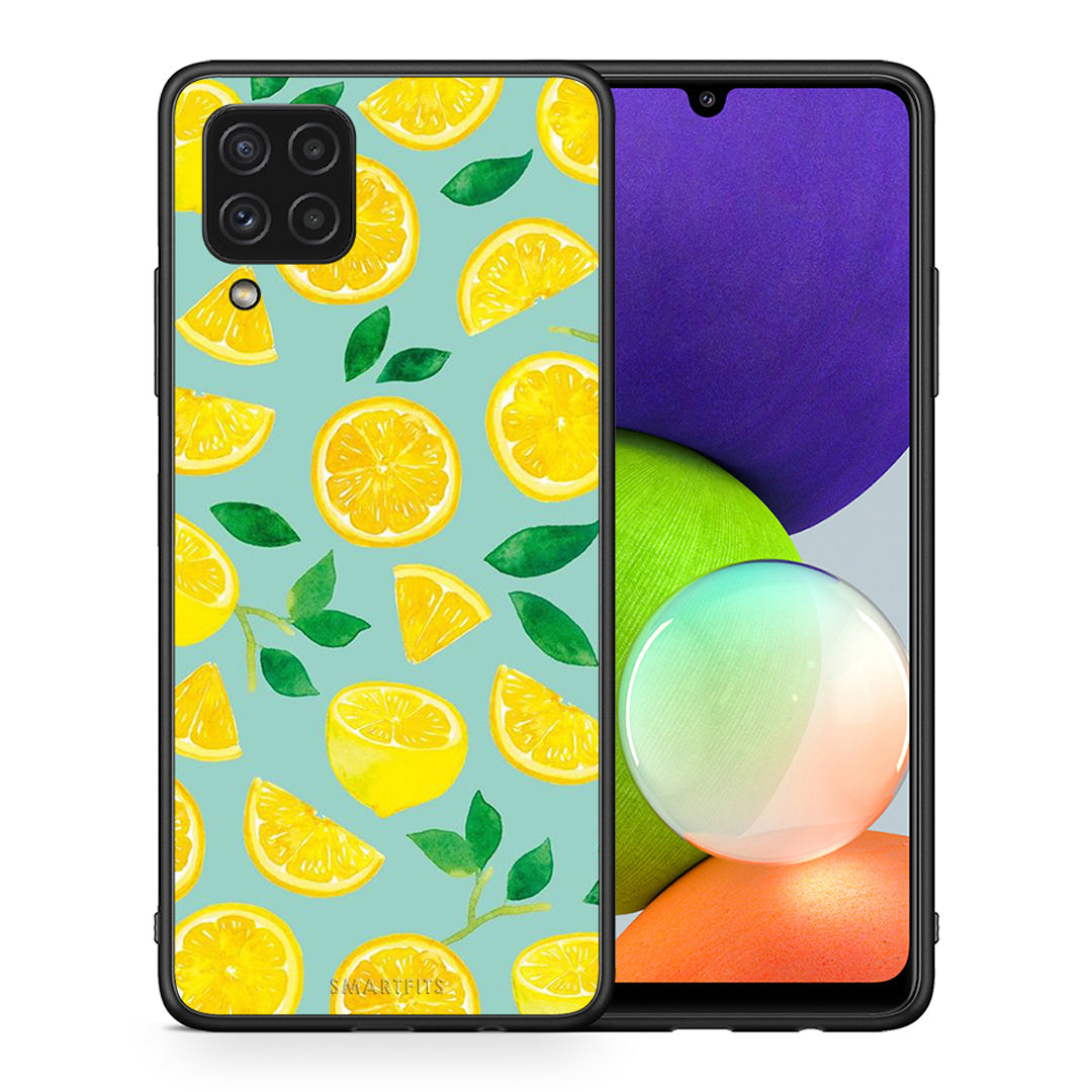 Θήκη Samsung A22 4G Lemons από τη Smartfits με σχέδιο στο πίσω μέρος και μαύρο περίβλημα | Samsung A22 4G Lemons case with colorful back and black bezels