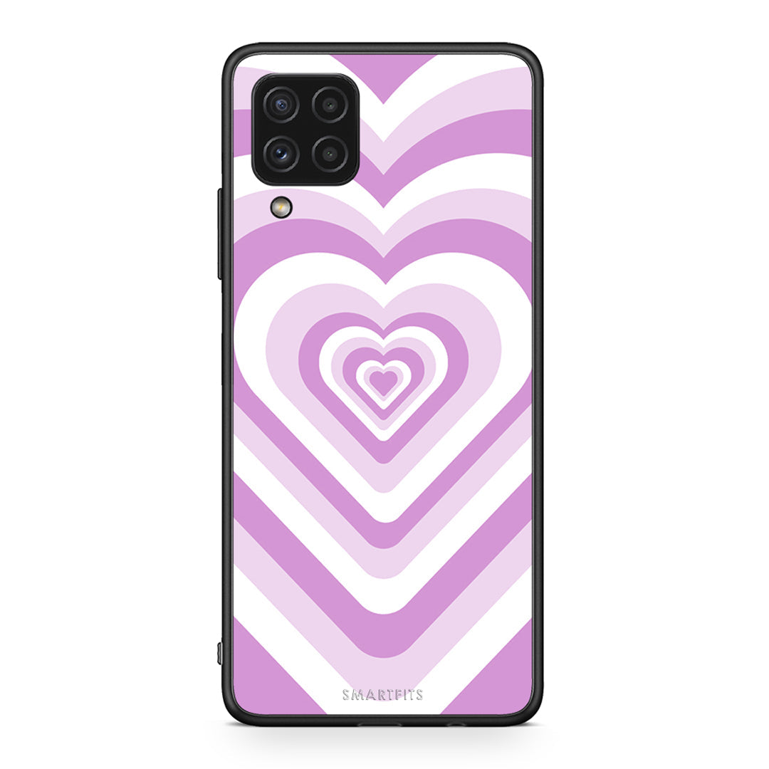 Samsung A22 4G Lilac Hearts θήκη από τη Smartfits με σχέδιο στο πίσω μέρος και μαύρο περίβλημα | Smartphone case with colorful back and black bezels by Smartfits