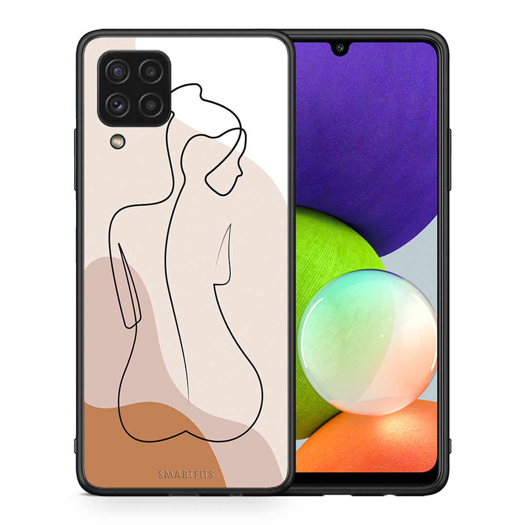 Θήκη Samsung A22 4G LineArt Woman από τη Smartfits με σχέδιο στο πίσω μέρος και μαύρο περίβλημα | Samsung A22 4G LineArt Woman case with colorful back and black bezels