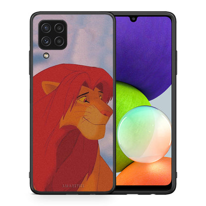 Θήκη Αγίου Βαλεντίνου Samsung A22 4G Lion Love 1 από τη Smartfits με σχέδιο στο πίσω μέρος και μαύρο περίβλημα | Samsung A22 4G Lion Love 1 case with colorful back and black bezels