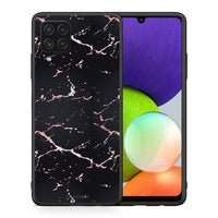 Thumbnail for Θήκη Samsung A22 4G Black Rosegold Marble από τη Smartfits με σχέδιο στο πίσω μέρος και μαύρο περίβλημα | Samsung A22 4G Black Rosegold Marble case with colorful back and black bezels