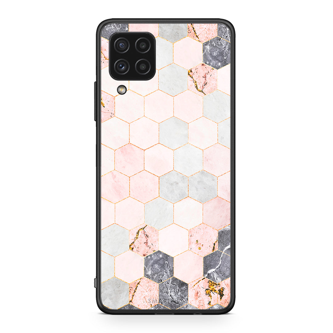 4 - Samsung A22 4G Hexagon Pink Marble case, cover, bumper