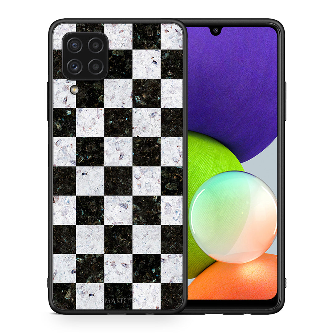 Θήκη Samsung A22 4G Square Geometric Marble από τη Smartfits με σχέδιο στο πίσω μέρος και μαύρο περίβλημα | Samsung A22 4G Square Geometric Marble case with colorful back and black bezels