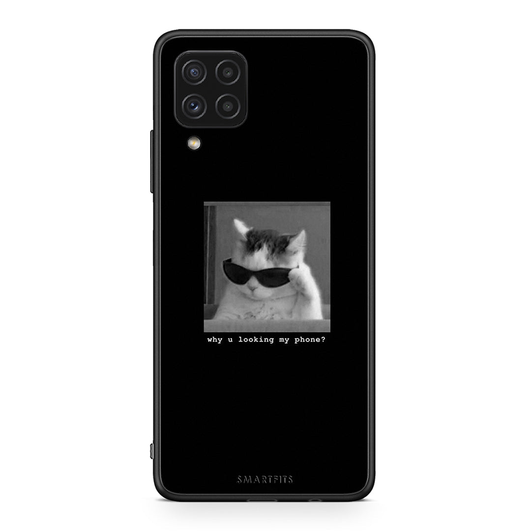 Samsung A22 4G Meme Cat θήκη από τη Smartfits με σχέδιο στο πίσω μέρος και μαύρο περίβλημα | Smartphone case with colorful back and black bezels by Smartfits