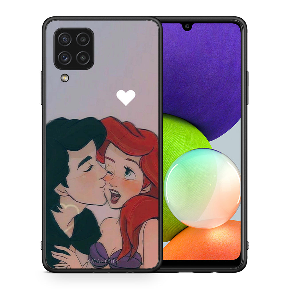 Θήκη Αγίου Βαλεντίνου Samsung A22 4G Mermaid Love από τη Smartfits με σχέδιο στο πίσω μέρος και μαύρο περίβλημα | Samsung A22 4G Mermaid Love case with colorful back and black bezels