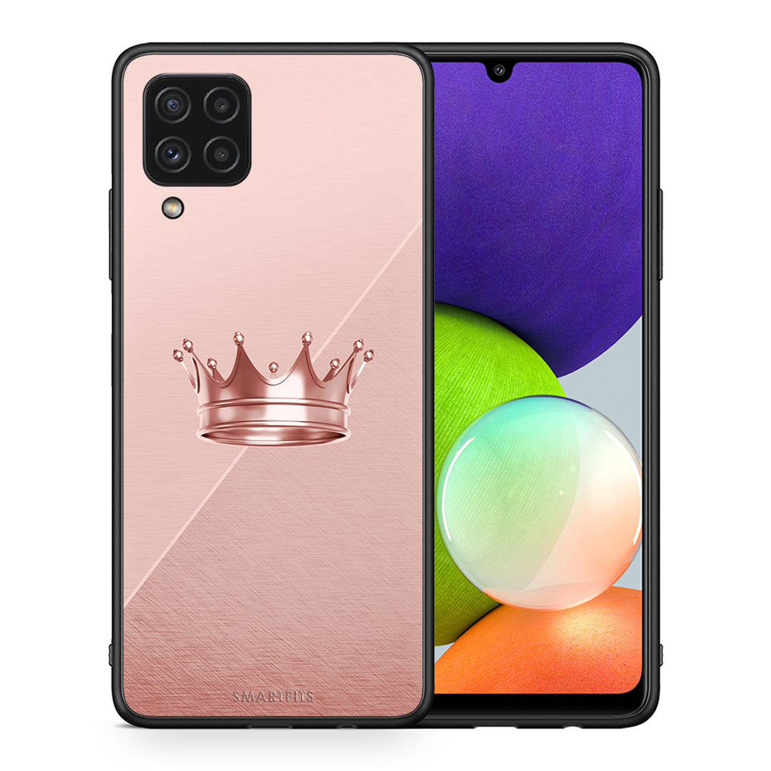 Θήκη Samsung A22 4G Crown Minimal από τη Smartfits με σχέδιο στο πίσω μέρος και μαύρο περίβλημα | Samsung A22 4G Crown Minimal case with colorful back and black bezels