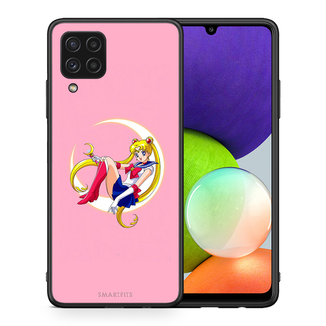 Θήκη Samsung A22 4G Moon Girl από τη Smartfits με σχέδιο στο πίσω μέρος και μαύρο περίβλημα | Samsung A22 4G Moon Girl case with colorful back and black bezels