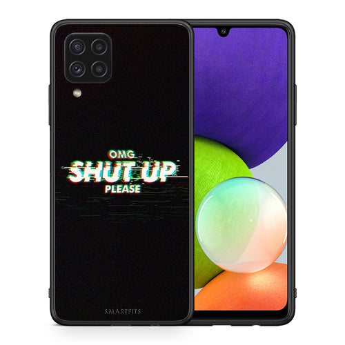Θήκη Samsung A22 4G OMG ShutUp από τη Smartfits με σχέδιο στο πίσω μέρος και μαύρο περίβλημα | Samsung A22 4G OMG ShutUp case with colorful back and black bezels