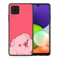 Thumbnail for Θήκη Αγίου Βαλεντίνου Samsung A22 4G Pig Love 1 από τη Smartfits με σχέδιο στο πίσω μέρος και μαύρο περίβλημα | Samsung A22 4G Pig Love 1 case with colorful back and black bezels
