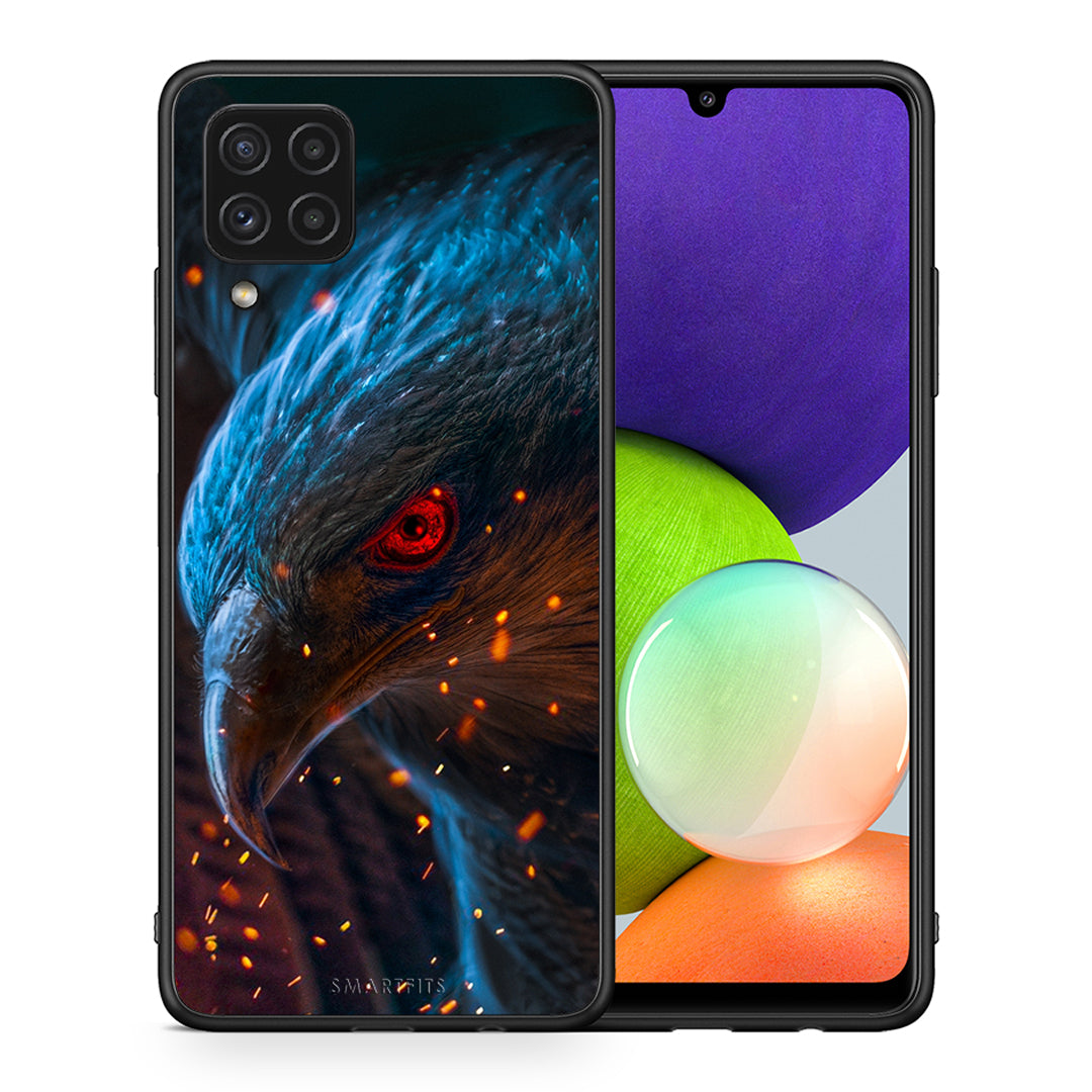 Θήκη Samsung A22 4G Eagle PopArt από τη Smartfits με σχέδιο στο πίσω μέρος και μαύρο περίβλημα | Samsung A22 4G Eagle PopArt case with colorful back and black bezels