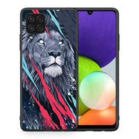 Thumbnail for Θήκη Samsung A22 4G Lion Designer PopArt από τη Smartfits με σχέδιο στο πίσω μέρος και μαύρο περίβλημα | Samsung A22 4G Lion Designer PopArt case with colorful back and black bezels
