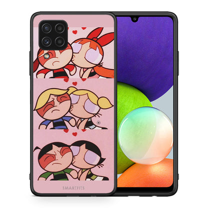 Θήκη Αγίου Βαλεντίνου Samsung A22 4G Puff Love από τη Smartfits με σχέδιο στο πίσω μέρος και μαύρο περίβλημα | Samsung A22 4G Puff Love case with colorful back and black bezels