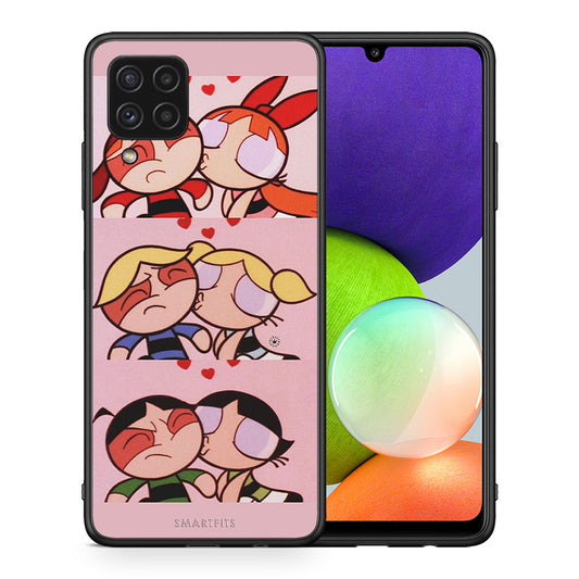 Θήκη Αγίου Βαλεντίνου Samsung A22 4G Puff Love από τη Smartfits με σχέδιο στο πίσω μέρος και μαύρο περίβλημα | Samsung A22 4G Puff Love case with colorful back and black bezels