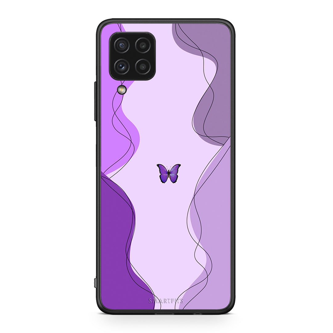 Samsung A22 4G Purple Mariposa Θήκη Αγίου Βαλεντίνου από τη Smartfits με σχέδιο στο πίσω μέρος και μαύρο περίβλημα | Smartphone case with colorful back and black bezels by Smartfits