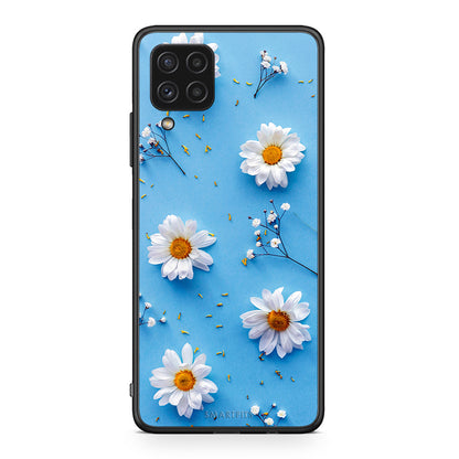 Samsung A22 4G Real Daisies θήκη από τη Smartfits με σχέδιο στο πίσω μέρος και μαύρο περίβλημα | Smartphone case with colorful back and black bezels by Smartfits