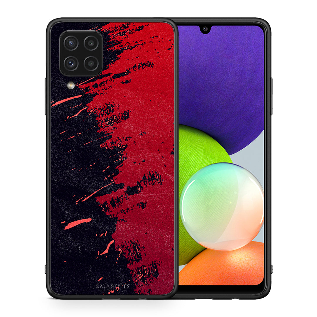 Θήκη Αγίου Βαλεντίνου Samsung A22 4G Red Paint από τη Smartfits με σχέδιο στο πίσω μέρος και μαύρο περίβλημα | Samsung A22 4G Red Paint case with colorful back and black bezels