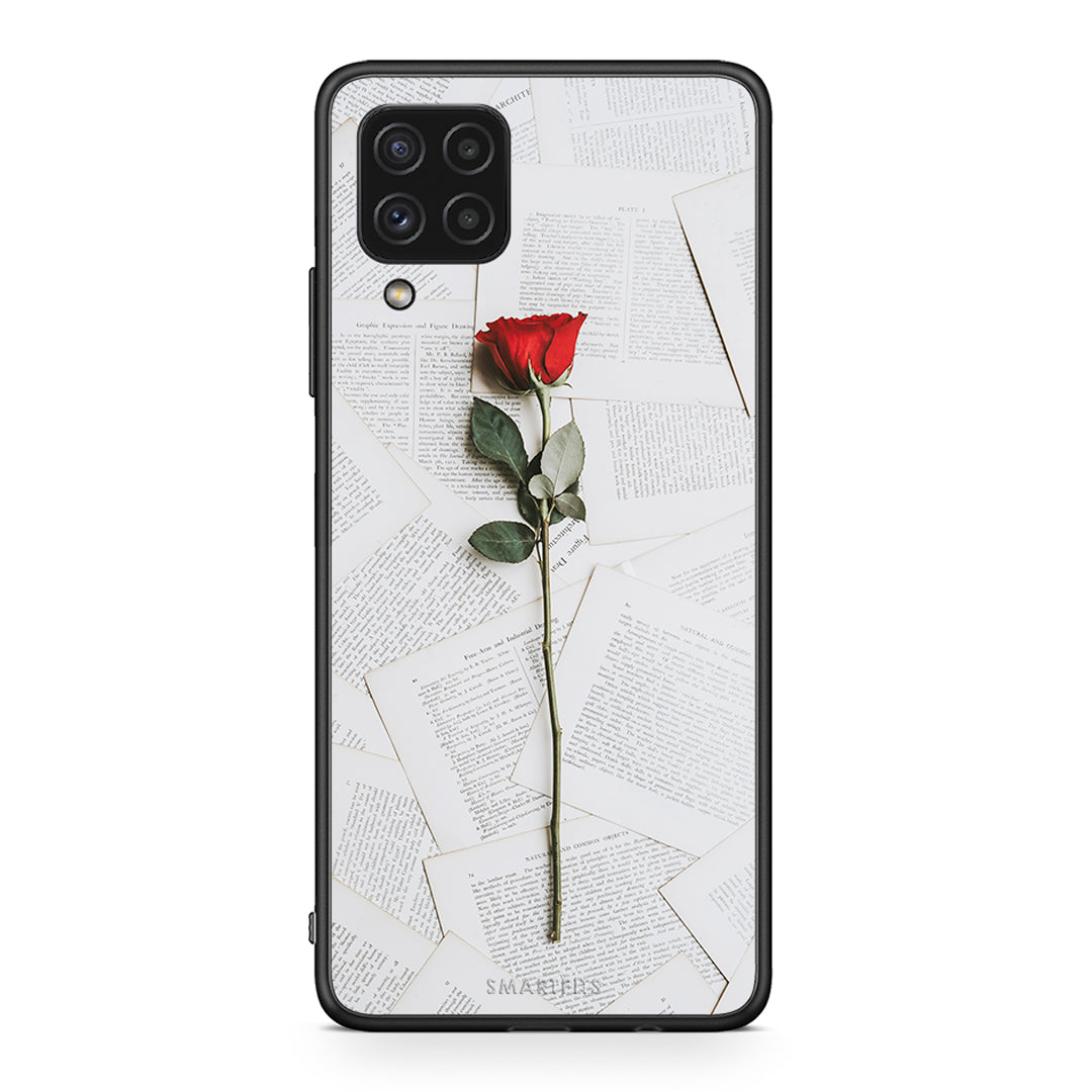 Samsung A22 4G Red Rose θήκη από τη Smartfits με σχέδιο στο πίσω μέρος και μαύρο περίβλημα | Smartphone case with colorful back and black bezels by Smartfits