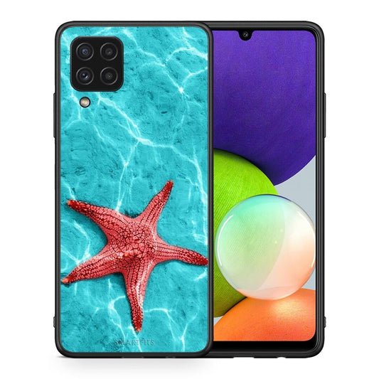 Θήκη Samsung A22 4G Red Starfish από τη Smartfits με σχέδιο στο πίσω μέρος και μαύρο περίβλημα | Samsung A22 4G Red Starfish case with colorful back and black bezels