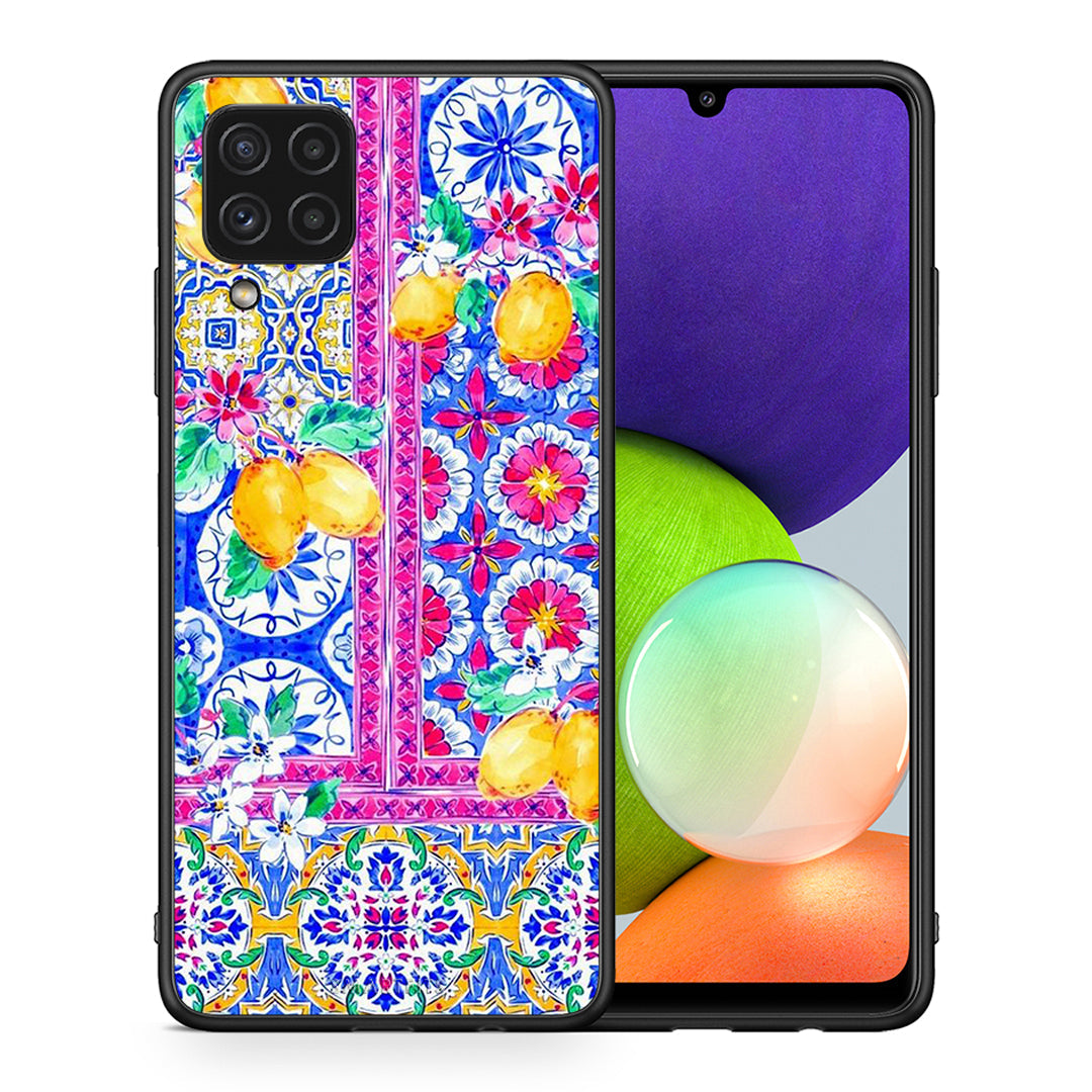 Θήκη Samsung A22 4G Retro Spring από τη Smartfits με σχέδιο στο πίσω μέρος και μαύρο περίβλημα | Samsung A22 4G Retro Spring case with colorful back and black bezels